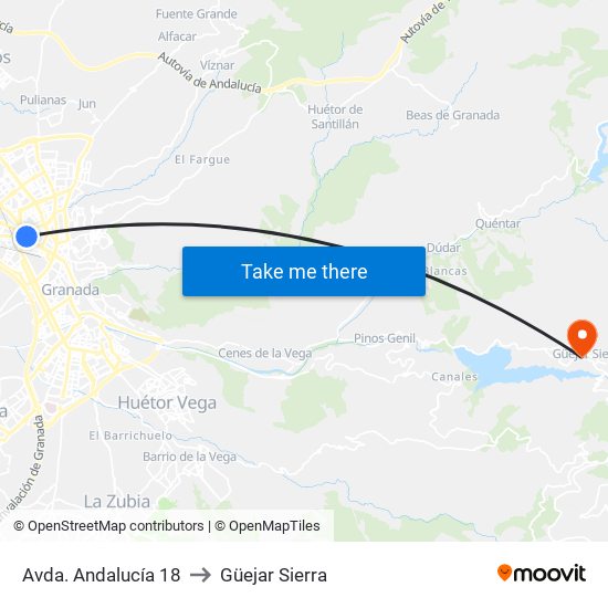 Avda. Andalucía 18 to Güejar Sierra map