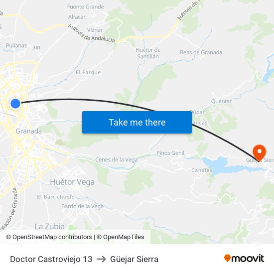 Doctor Castroviejo 13 to Güejar Sierra map