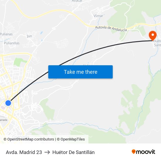 Avda. Madrid 23 to Huétor De Santillán map