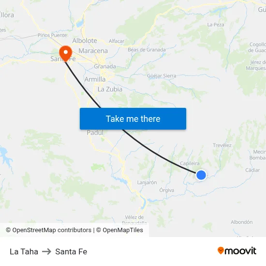 La Taha to Santa Fe map