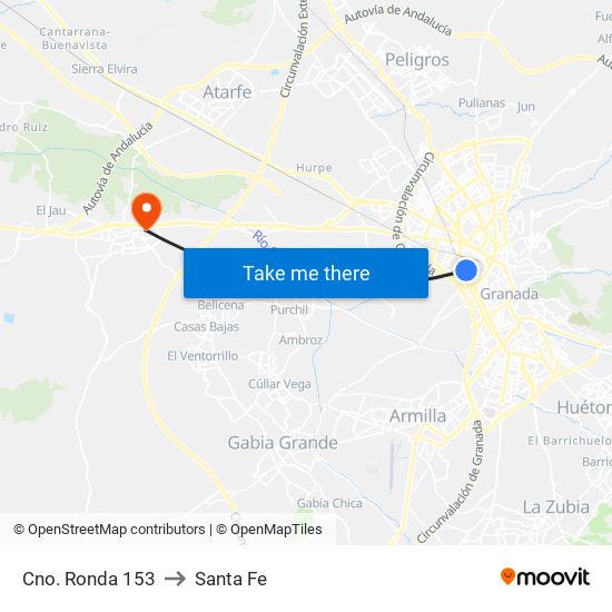 Cno. Ronda 153 to Santa Fe map