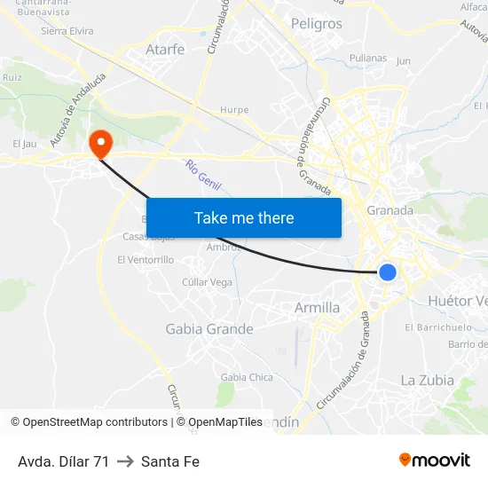 Avda. Dílar 71 to Santa Fe map