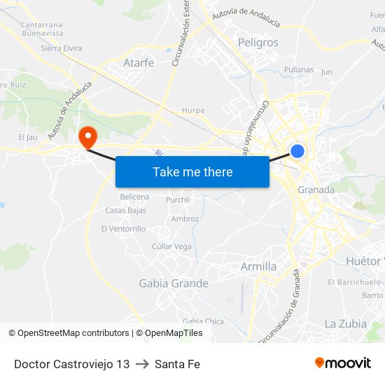 Doctor Castroviejo 13 to Santa Fe map