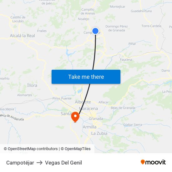 Campotéjar to Vegas Del Genil map