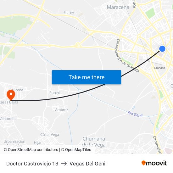 Doctor Castroviejo 13 to Vegas Del Genil map