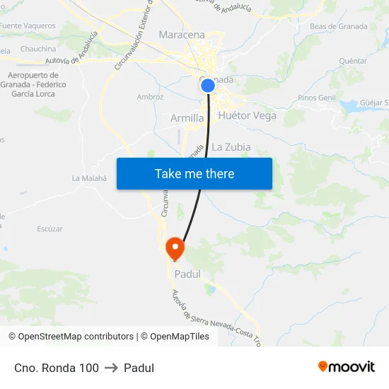 Cno. Ronda 100 to Padul map