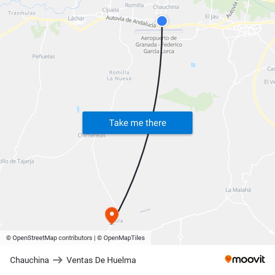 Chauchina to Ventas De Huelma map