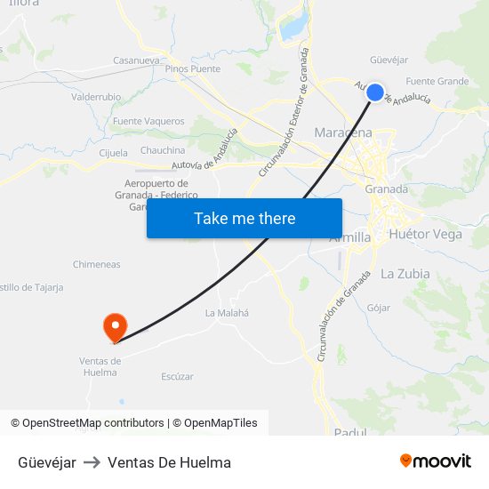 Güevéjar to Ventas De Huelma map