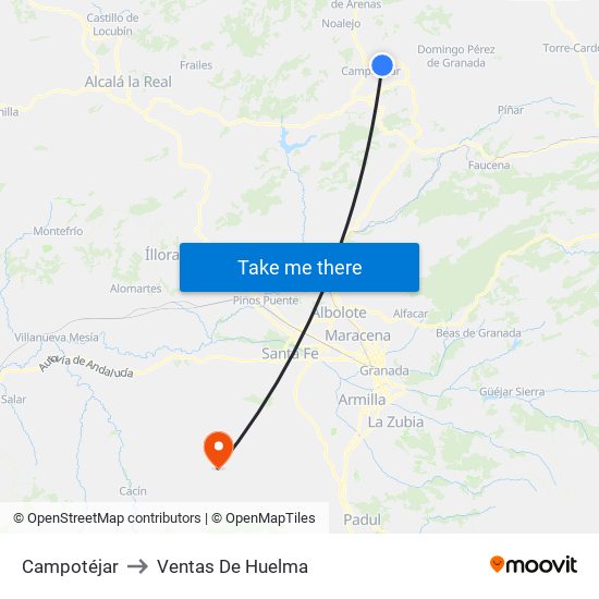 Campotéjar to Ventas De Huelma map