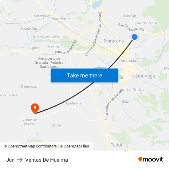 Jun to Ventas De Huelma map