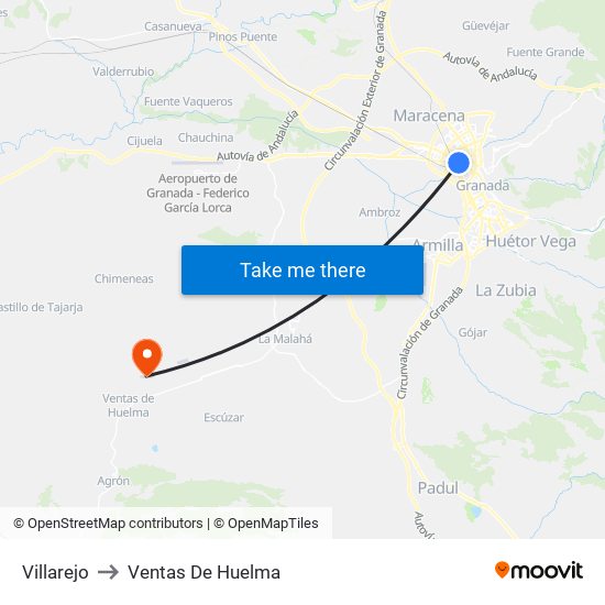Villarejo to Ventas De Huelma map