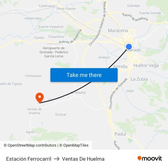 Estación Ferrocarril to Ventas De Huelma map