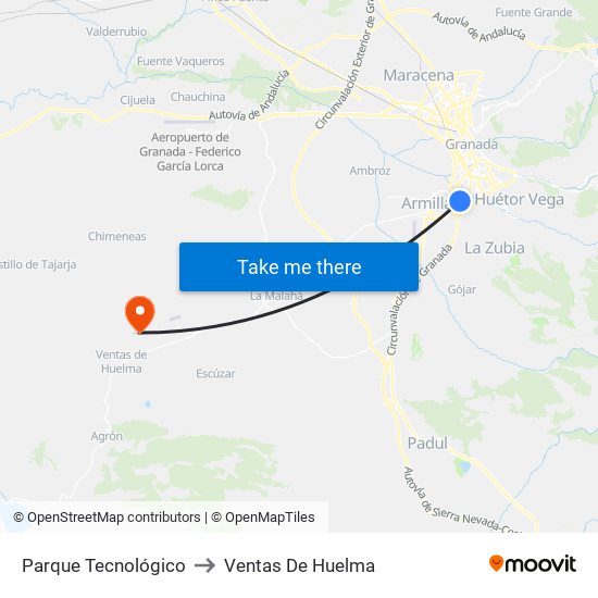 Parque Tecnológico to Ventas De Huelma map