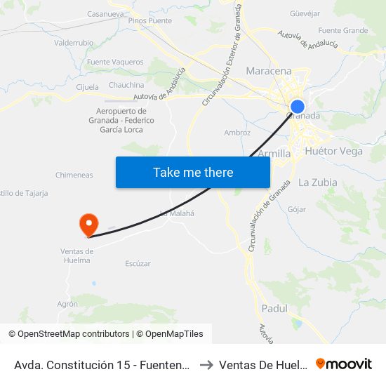 Avda. Constitución 15 - Fuentenueva to Ventas De Huelma map