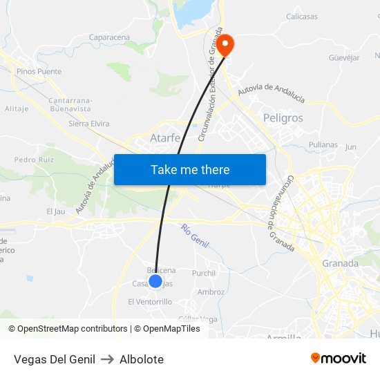 Vegas Del Genil to Albolote map