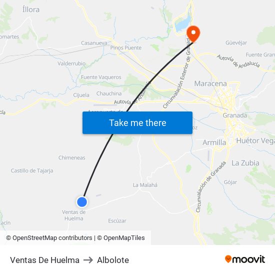 Ventas De Huelma to Albolote map