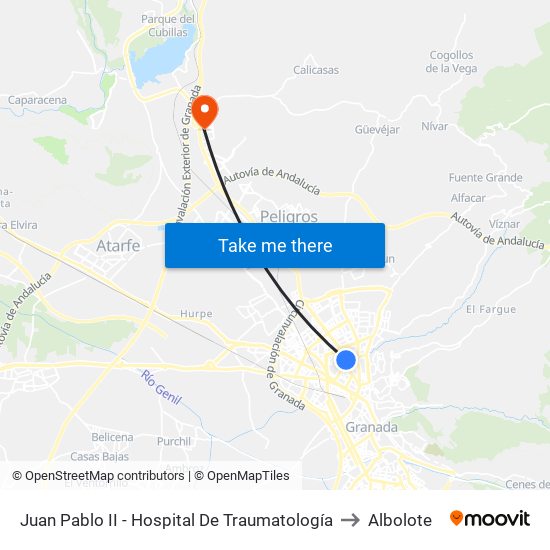 Juan Pablo II - Hospital De Traumatología to Albolote map