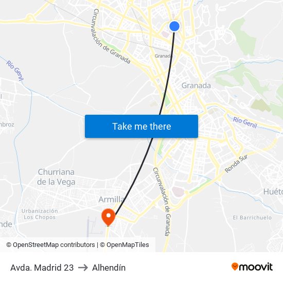 Avda. Madrid 23 to Alhendín map