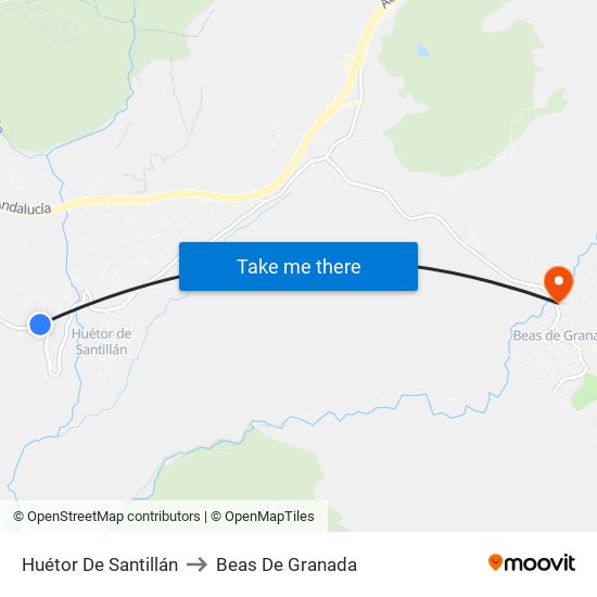 Huétor De Santillán to Beas De Granada map