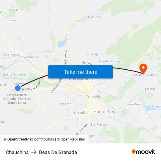 Chauchina to Beas De Granada map