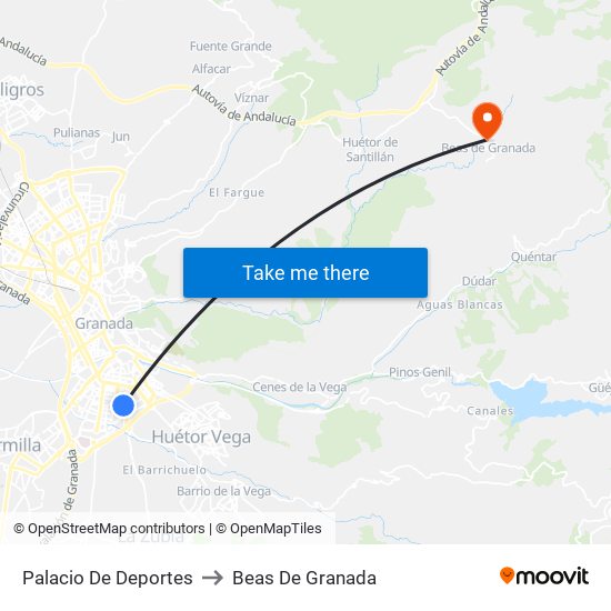 Palacio De Deportes to Beas De Granada map