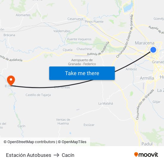 Estación Autobuses to Cacín map