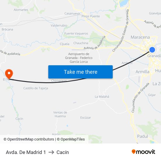 Avda. De Madrid 1 to Cacín map