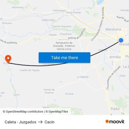 Caleta - Juzgados to Cacín map
