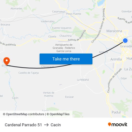 Cardenal Parrado 51 to Cacín map