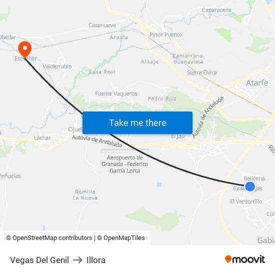 Vegas Del Genil to Illora map