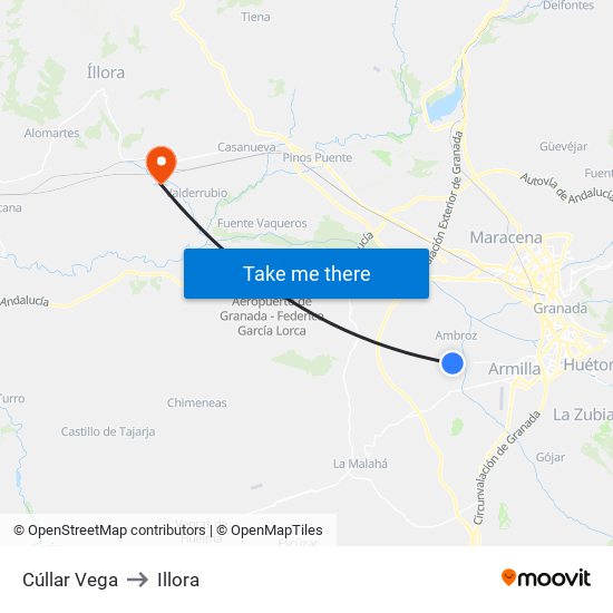 Cúllar Vega to Illora map