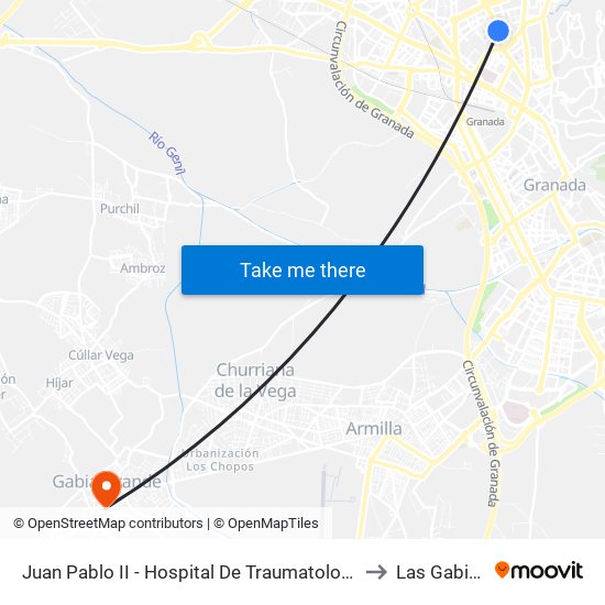 Juan Pablo II - Hospital De Traumatología to Las Gabias map