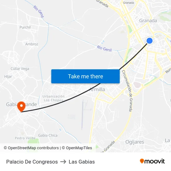 Palacio De Congresos to Las Gabias map