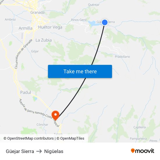 Güejar Sierra to Nigüelas map