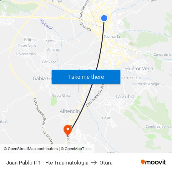 Juan Pablo II 1 - Fte Traumatología to Otura map