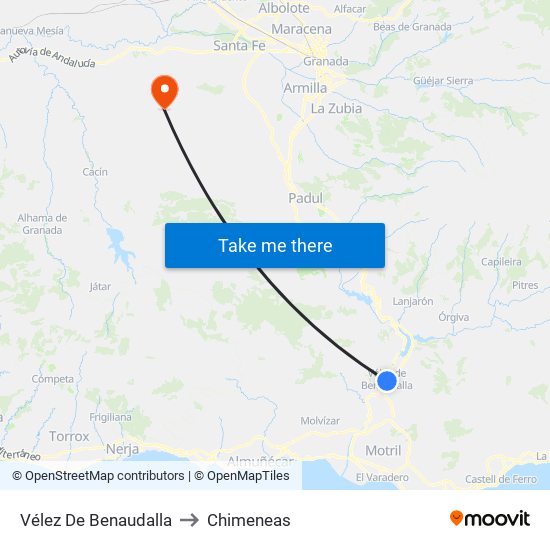 Vélez De Benaudalla to Chimeneas map