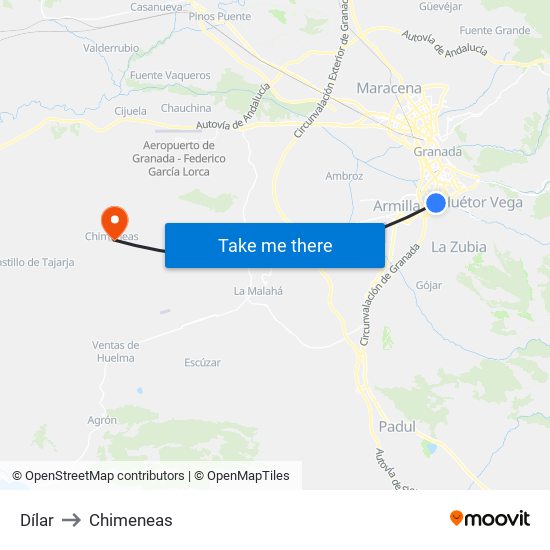 Dílar to Chimeneas map