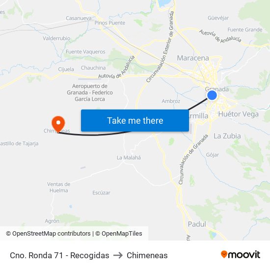 Cno. Ronda 71 - Recogidas to Chimeneas map