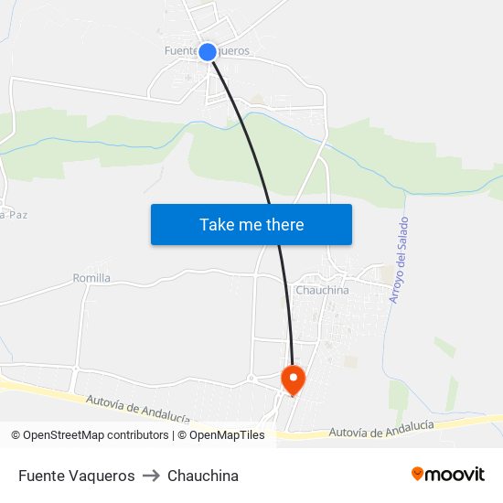 Fuente Vaqueros to Chauchina map