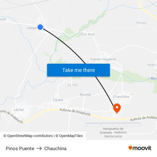 Pinos Puente to Chauchina map