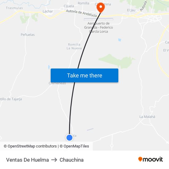 Ventas De Huelma to Chauchina map