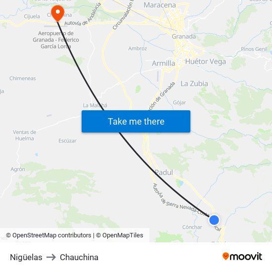 Nigüelas to Chauchina map