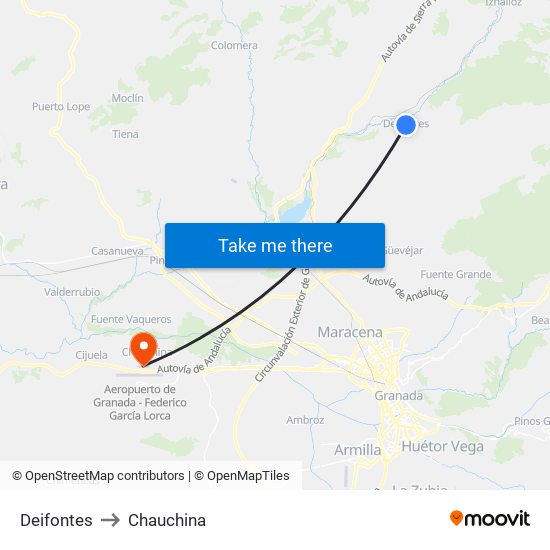 Deifontes to Chauchina map