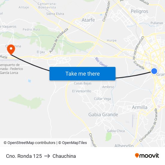 Cno. Ronda 125 to Chauchina map