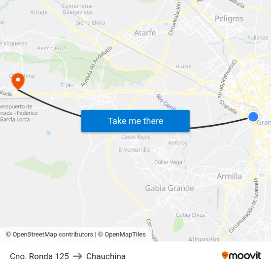 Cno. Ronda 125 to Chauchina map