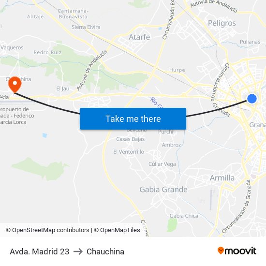 Avda. Madrid 23 to Chauchina map