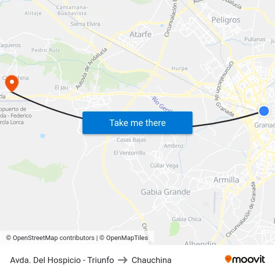 Avda. Del Hospicio - Triunfo to Chauchina map
