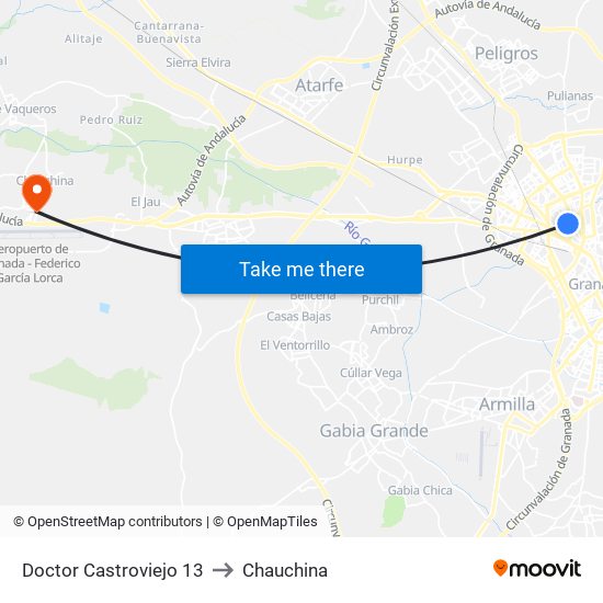 Doctor Castroviejo 13 to Chauchina map