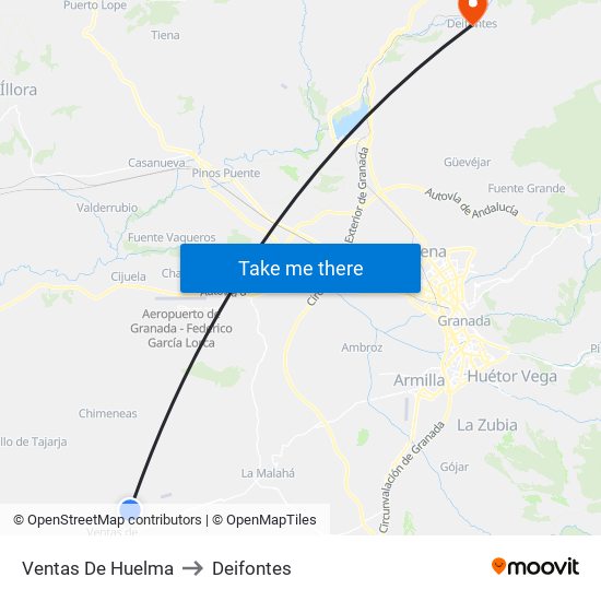 Ventas De Huelma to Deifontes map