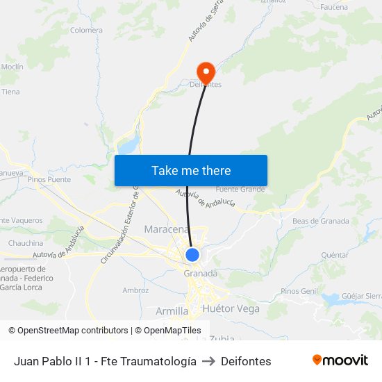 Juan Pablo II 1 - Fte Traumatología to Deifontes map